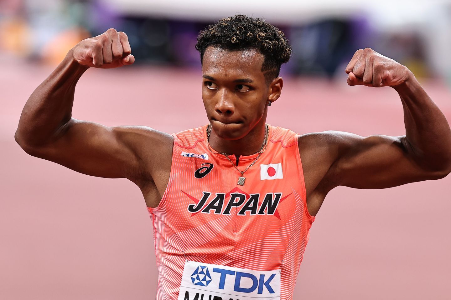 男子110メートル障害で５位に入賞した村竹。写真：梅月智史（THE DIGEST写真部）