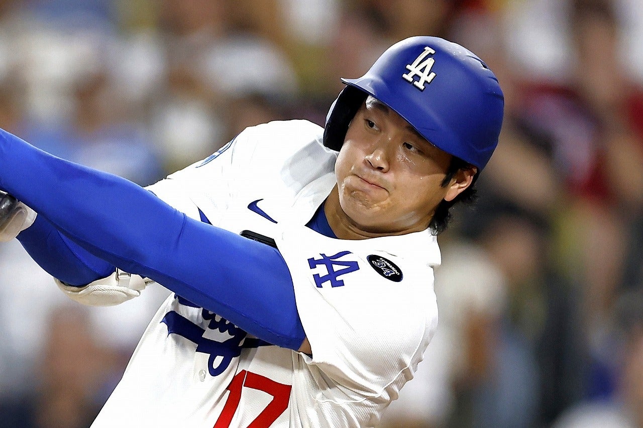 ダメ押しのソロホームランを放った大谷。(C)Getty Images