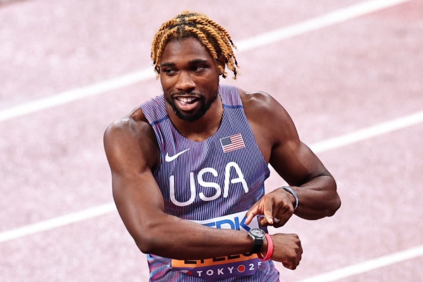 200m準決勝で今季世界最高記録をマークしたライルズ。写真：梅月智史（THE DIGEST写真部）