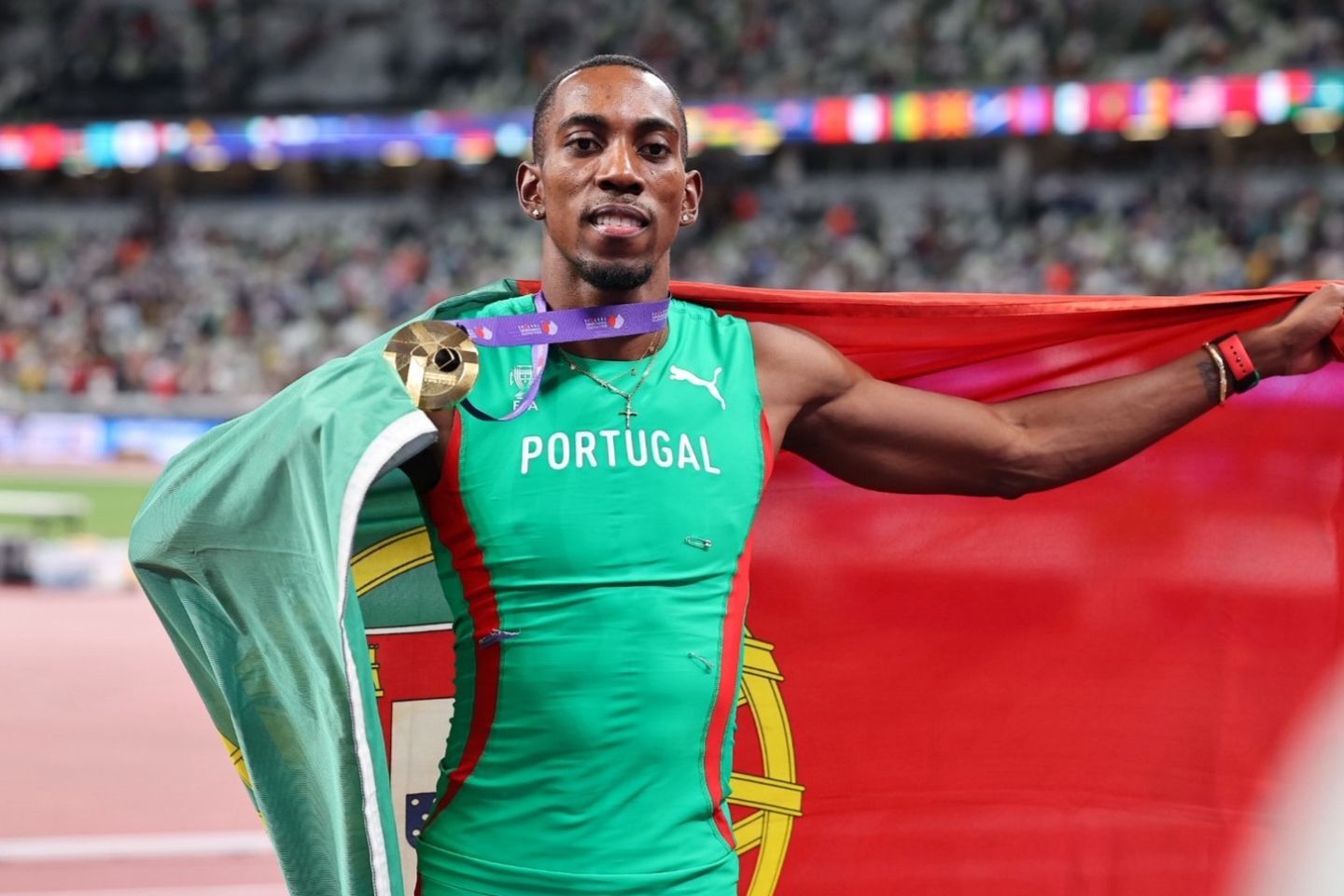 男子三段跳を制したポルトガルのピカルド。写真：梅月智史（THE DIGEST写真部）