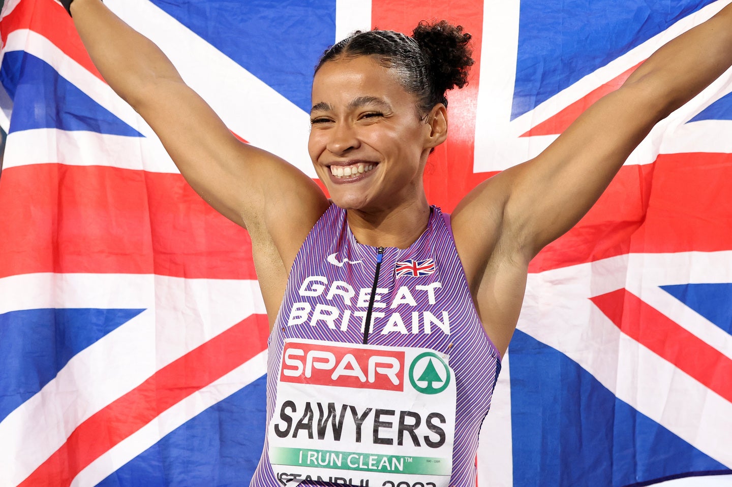女子走幅跳8位のソイヤース(イギリス)。(C)Getty Images