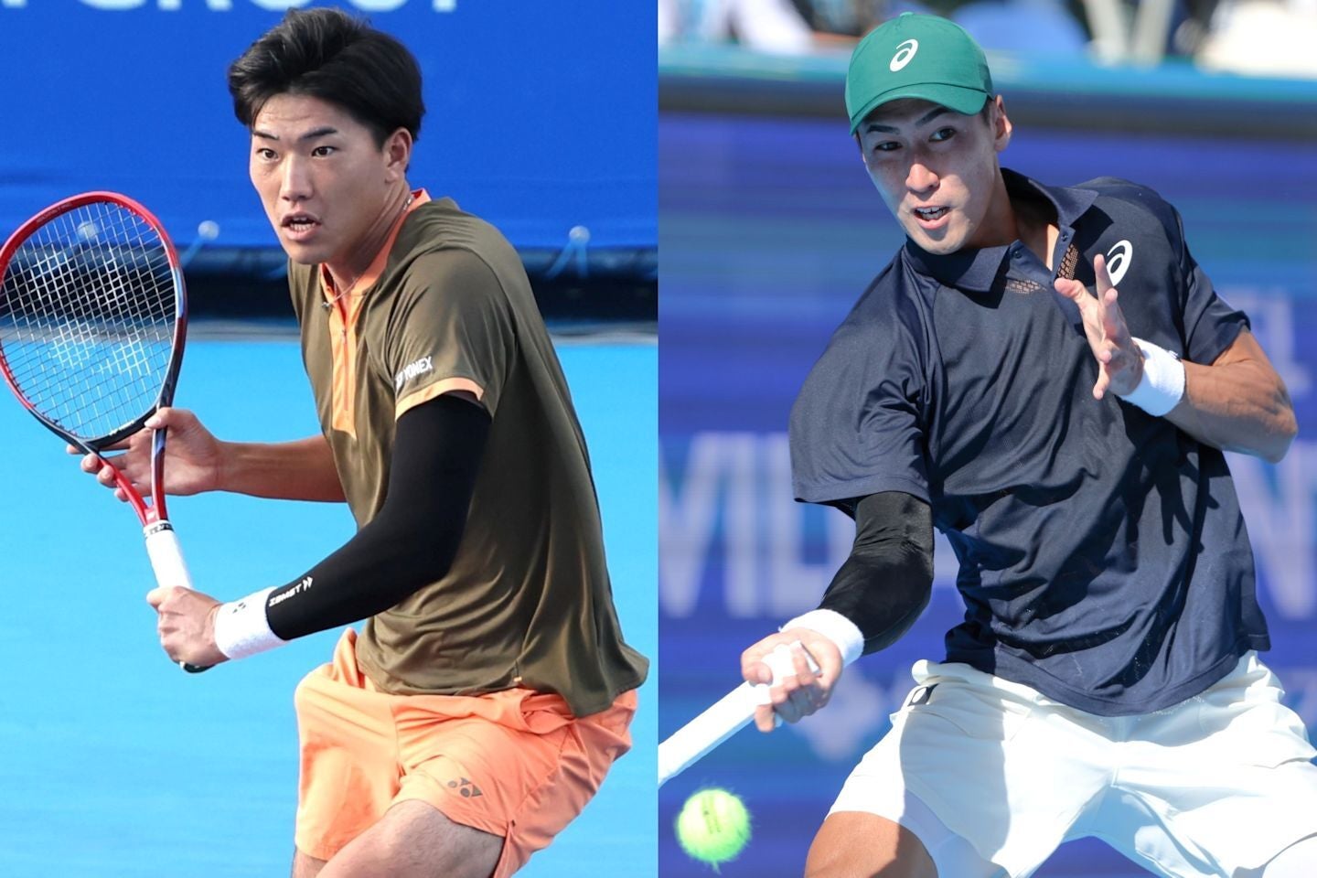 柚木武（左）はダブルス元世界王者ボパンナとのペアでツアー初勝利。綿貫陽介（右）は好スタートを切ったが第２セット途中からのケイレンに苦しみ逆転負けを喫した。写真＝滝川敏之