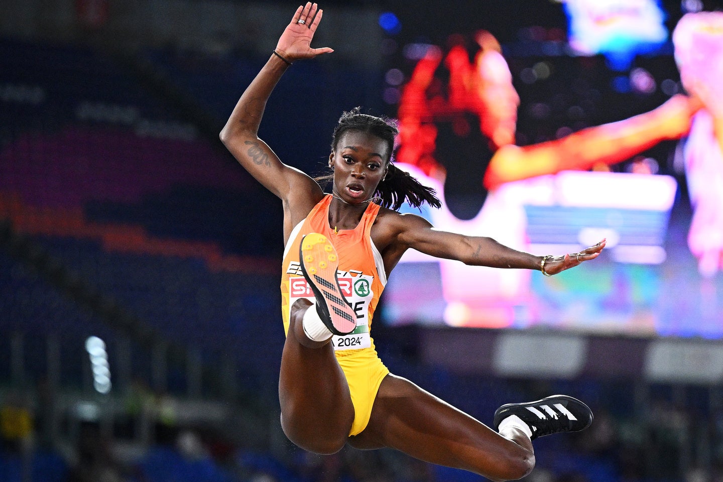 女子走幅跳予選を負傷欠場したディアメ。(C)Getty Images