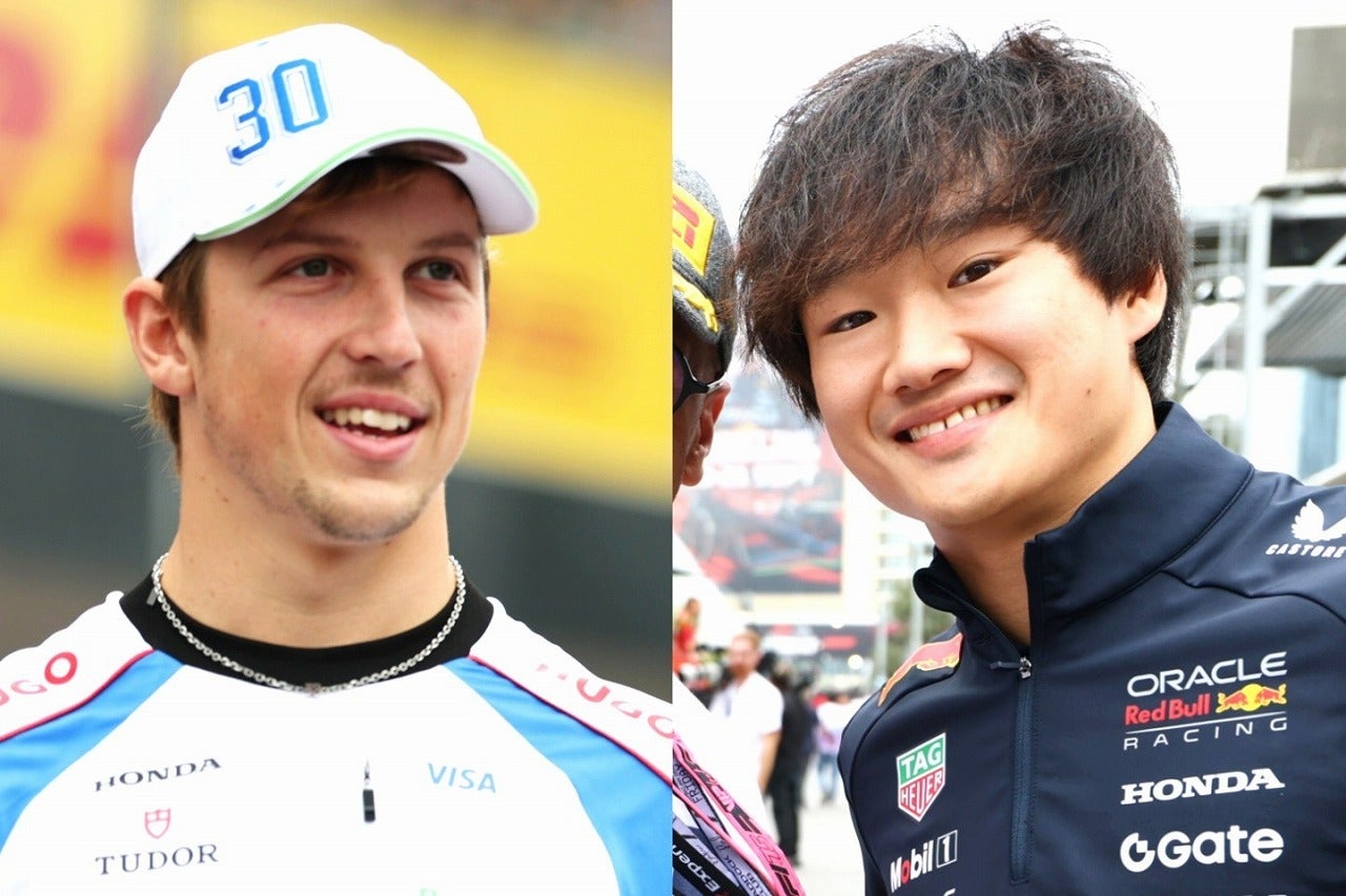 アゼルバイジャンGPで自身キャリア最上位５位に輝いたローソン（左）と移籍後最上位６位入賞の角田（右）。両者の去就はいかに。(C)Getty Images