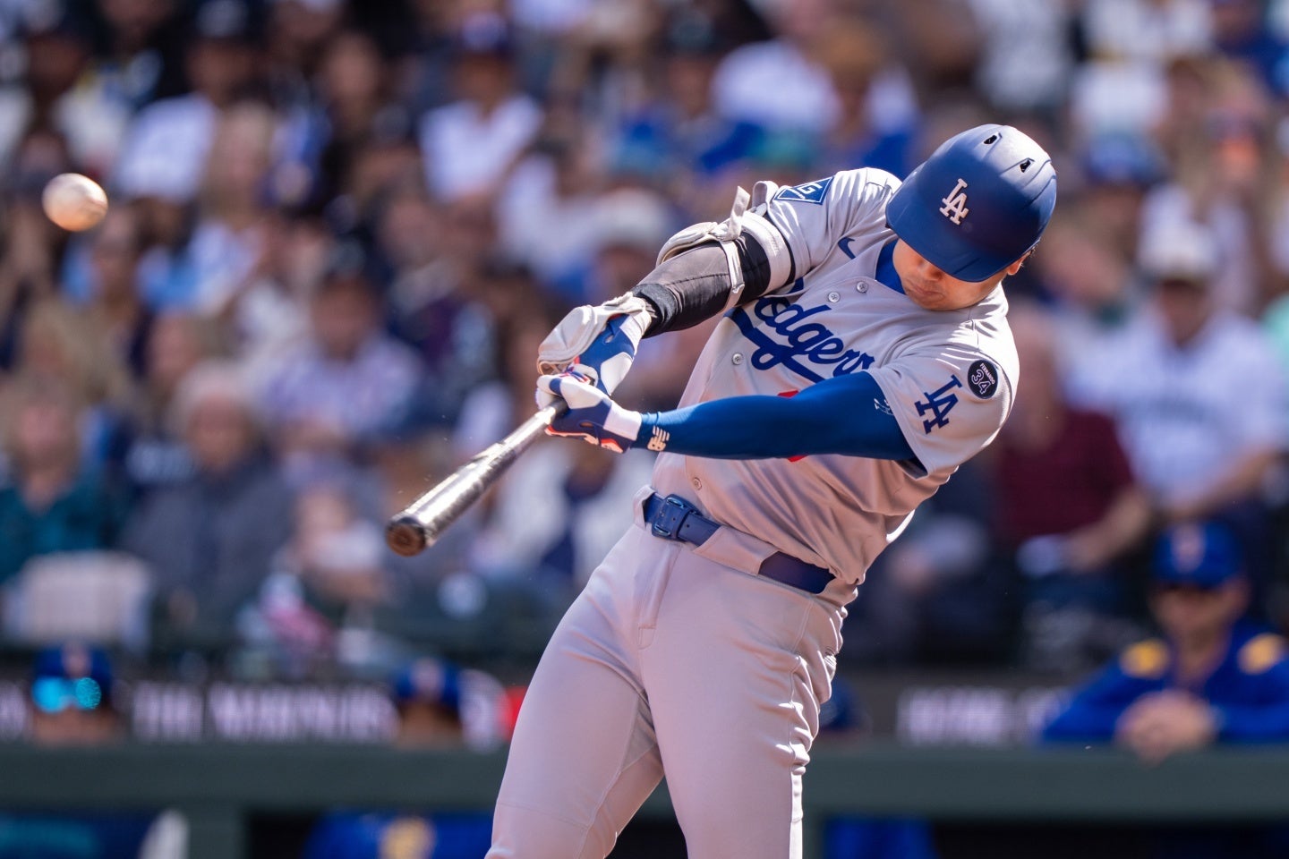 大谷は７回に自己記録を超える55号HRを放った。(C)Getty Images