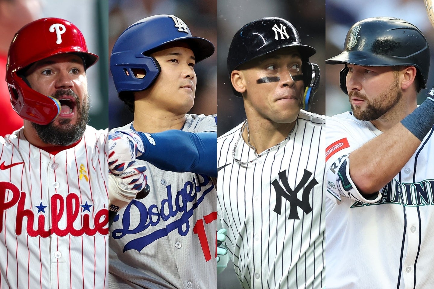 ポストシーズンで注目を集める選手が、（左から）シュワーバー、大谷、ジャッジ、ローリーらスター選手だ。(C)Getty Images