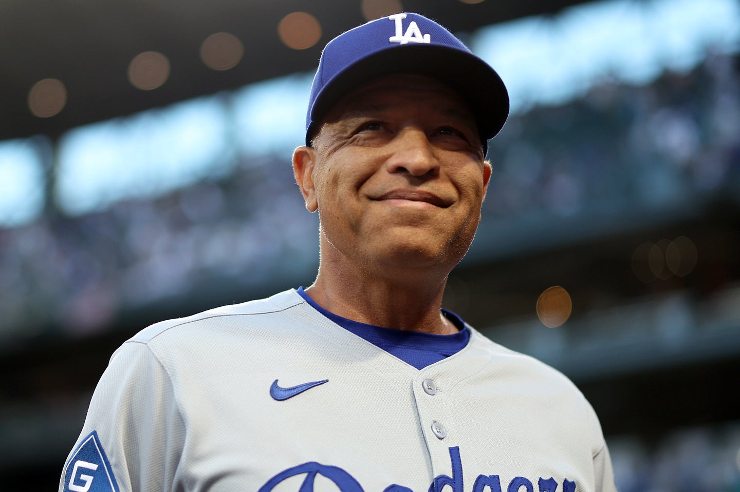 ドジャースのロバーツ監督。祝杯前にチームを鼓舞した。(C) Getty Images