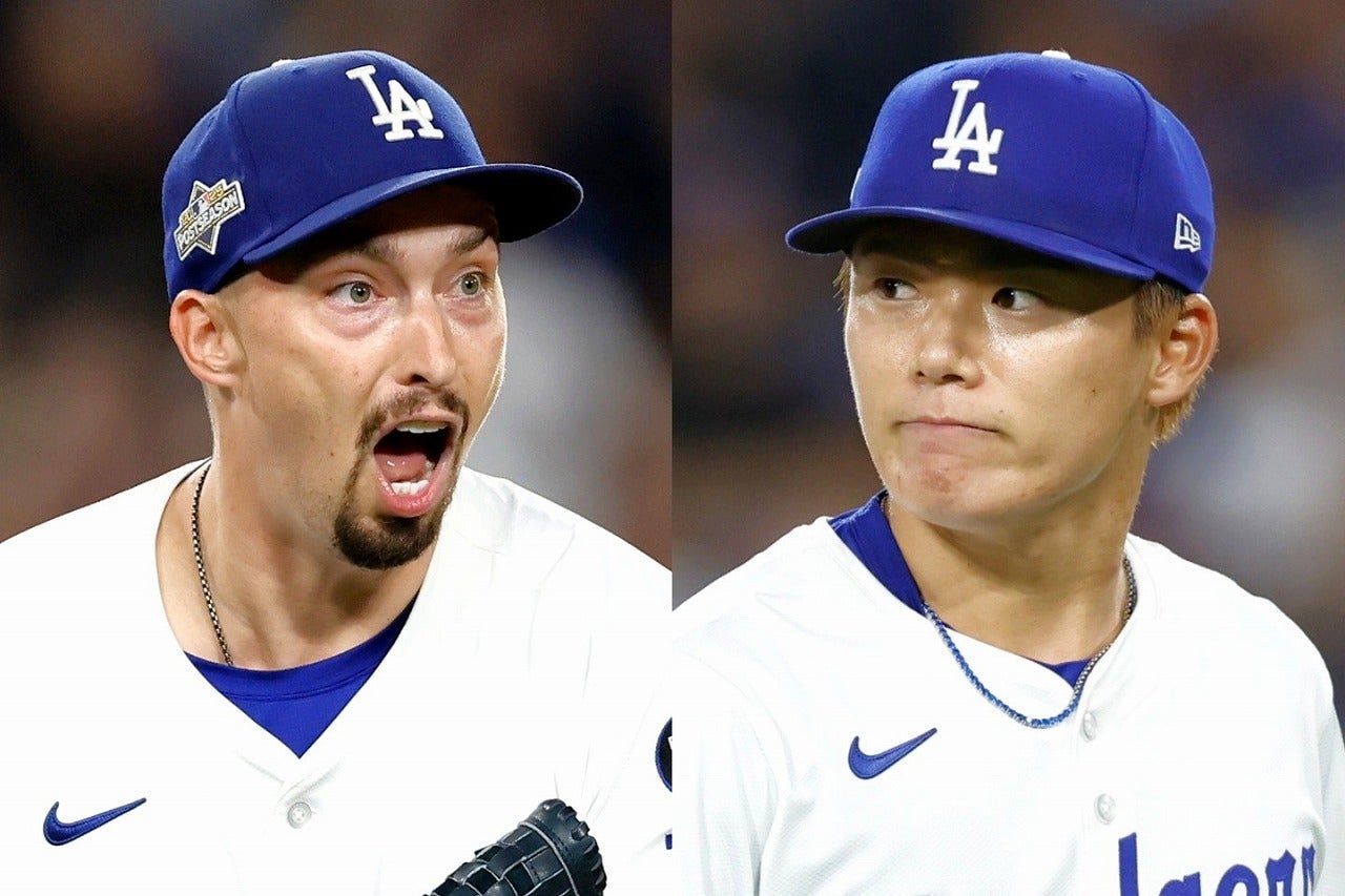 MLB史上初の快挙を達成したスネル（左）と山本（右）。(C)Getty Images