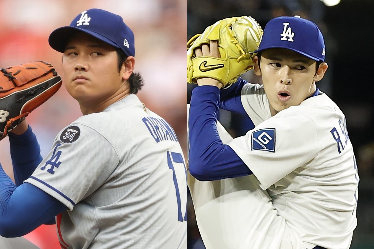 フィリーズ戦に先発する大谷と、リリーフとして登板の可能性がある佐々木。(C)Getty Images