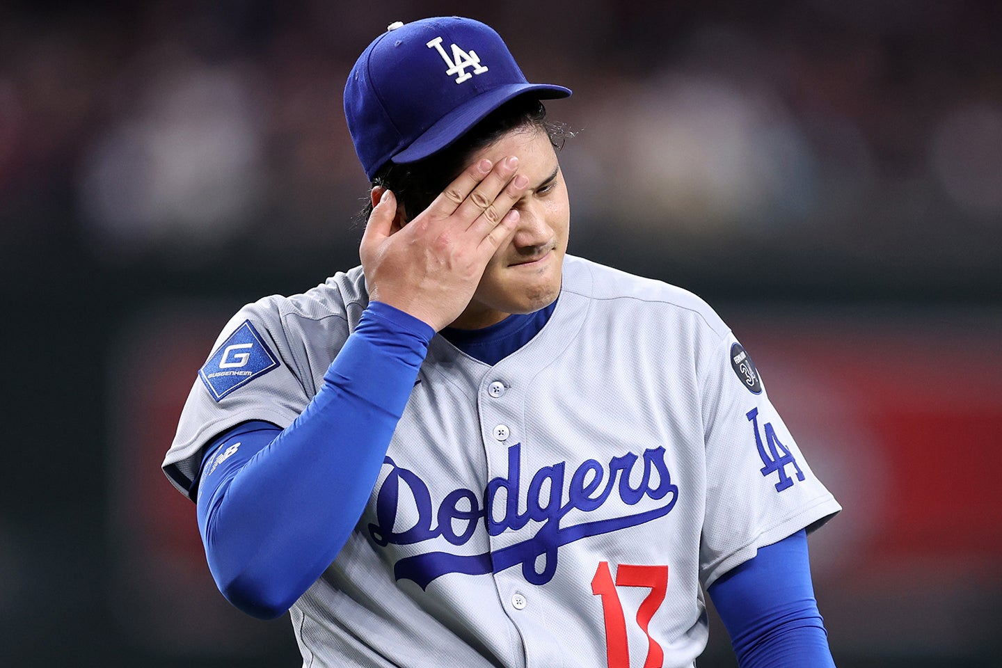 地区シリーズ第1戦、フィリーズ戦の第二打席も三振だった大谷。(C)Getty Images