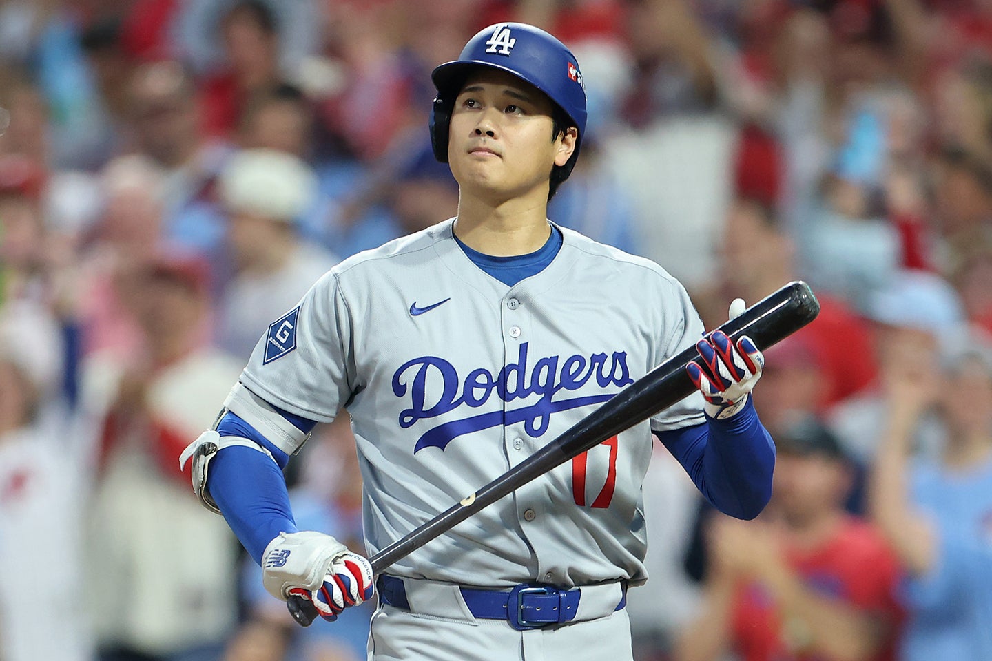 フィリーズ戦の第４打席もまさかの三振に終わった大谷。(C)Getty Images
