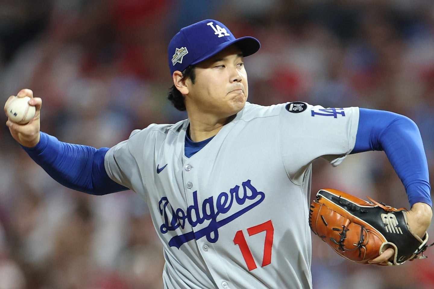 ６回９奪三振。３点を失ったものの、ポストシーズン初先発で大谷翔平が好投した。(C)Getty Images