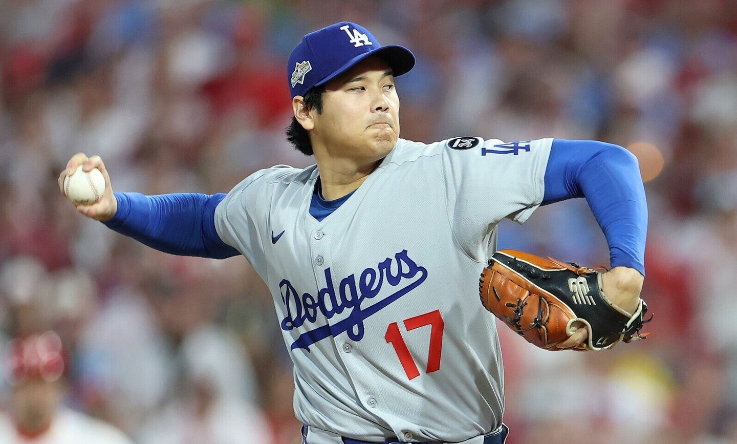 大谷は６回を投げ３安打３失点、９奪三振の熱投でPS初勝利を挙げた。(C)Getty Images
