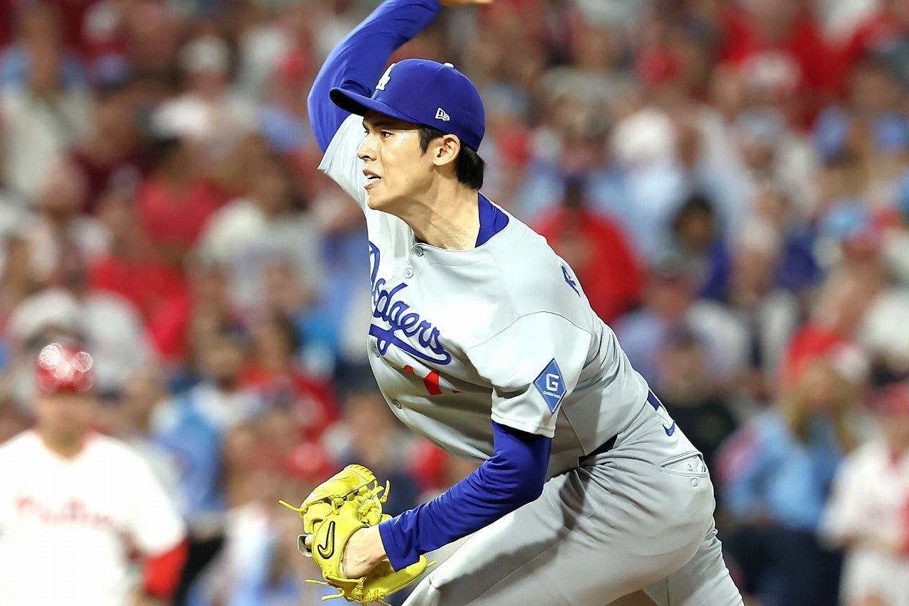 MLBキャリア初セーブを記録した佐々木。(C)Getty Images