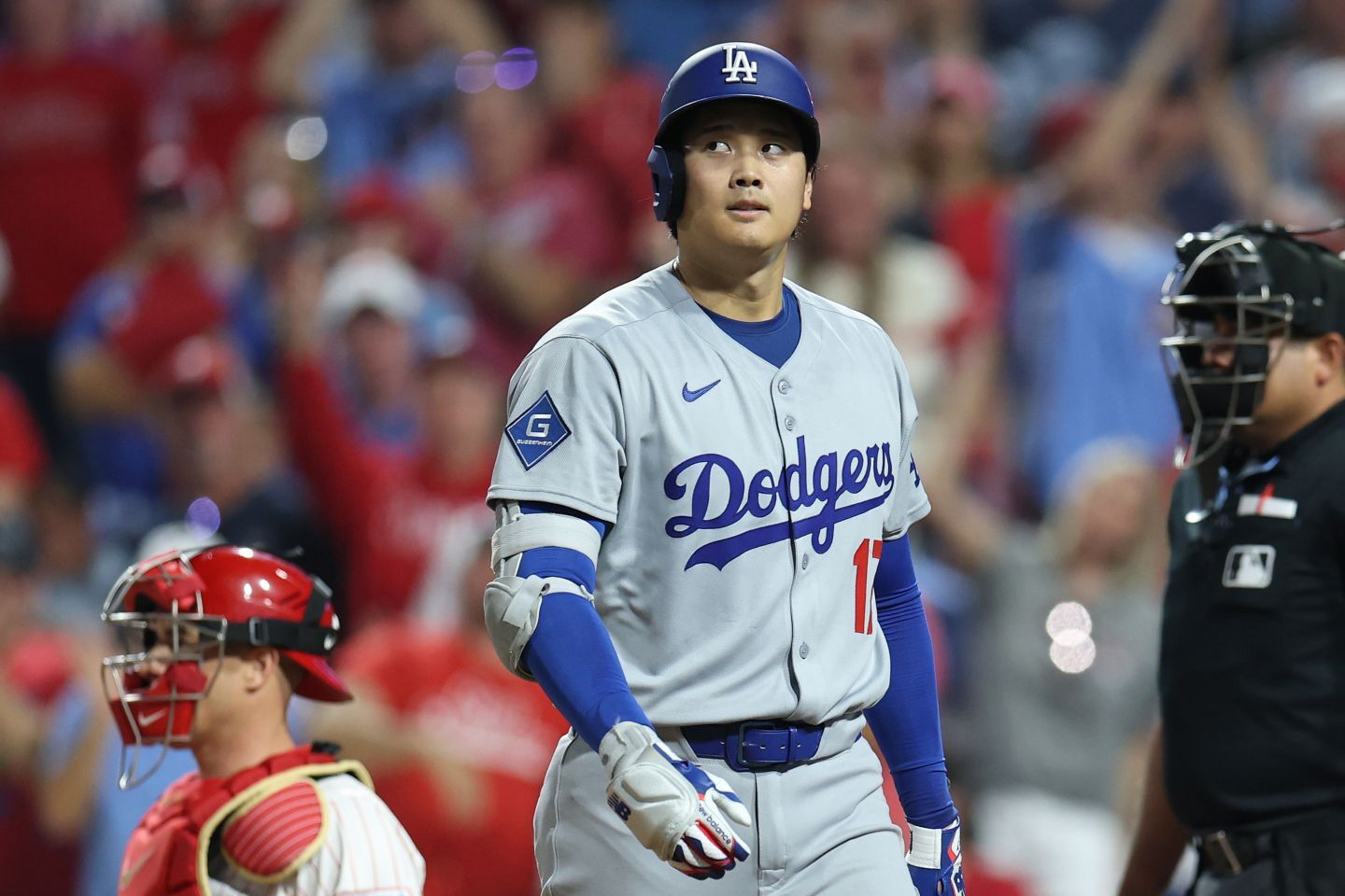 大谷は６回９奪三振の好投で勝利投手となったが、打者では４打席連続三振を喫した。(C) Getty Images