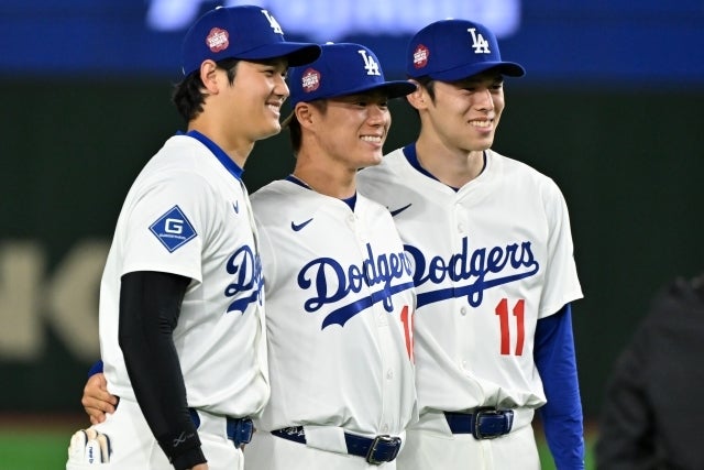 ドジャースで活躍する（左から）大谷、山本、佐々木。(C)Getty Images