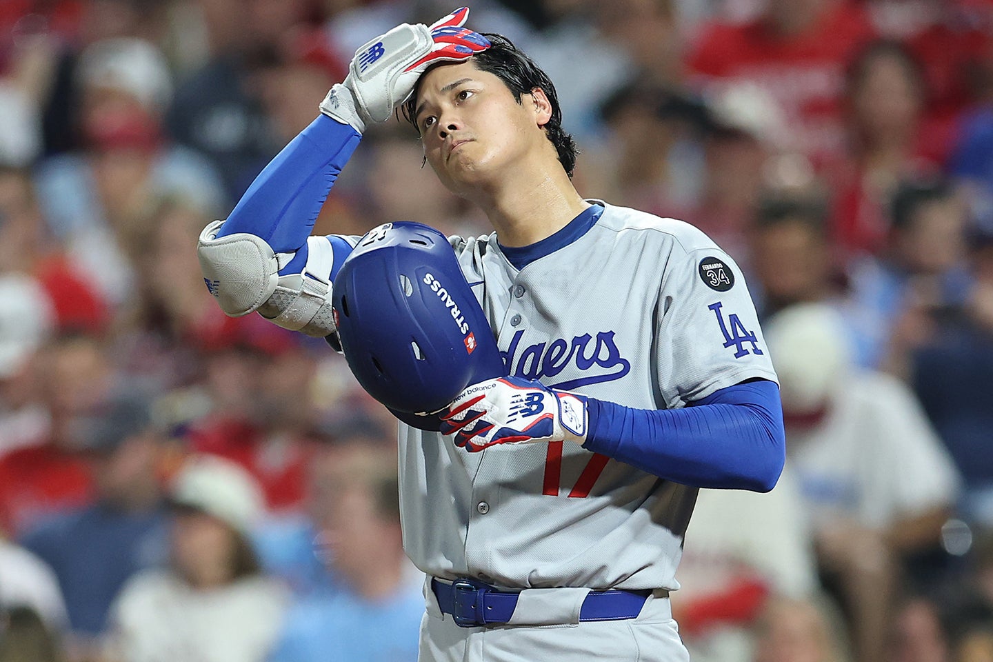 フィリーズ戦でヒットが出ない大谷。(C)Getty Images