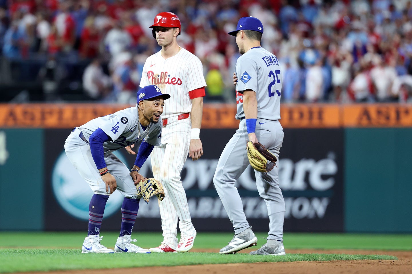 ドジャースは９回の攻防で勝負の流れを変えるビッグプレーが飛び出した。(C)Getty Images