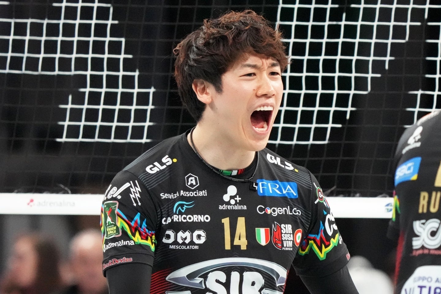 ペルージャの一員として、日本王者サントリーと対戦した石川。(C)Getty Images