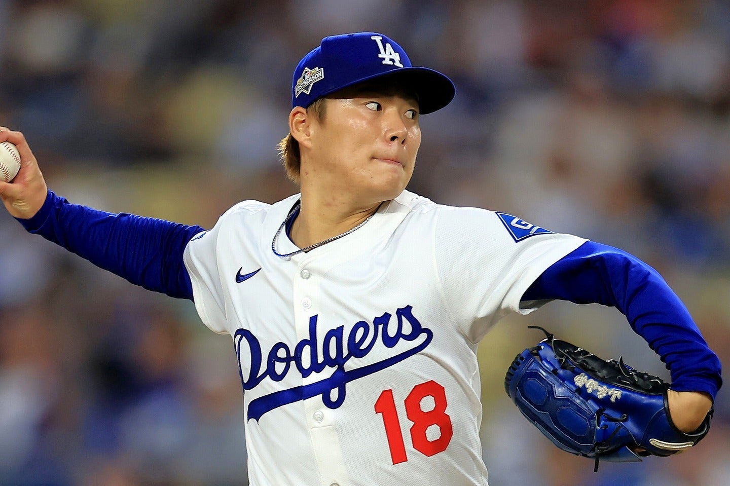 シュワバーに特大ソロ弾を浴び、その後２失点した山本。(C)Getty Images