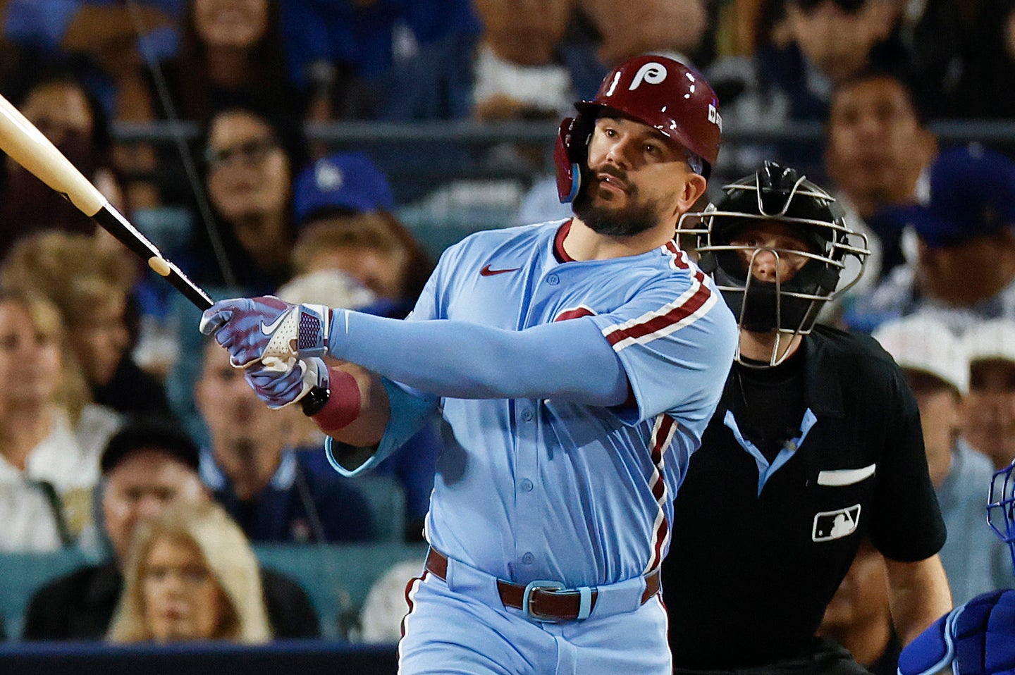 ポストシーズン１号目となる特大同点アーチを放ったシュワーバー。(C)Getty Images