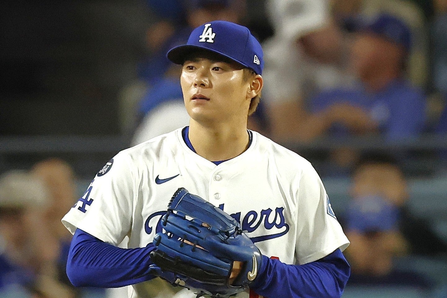 ５回途中３失点で降板した山本。(C)Getty Images