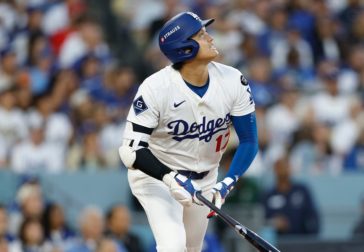 フィリーズ戦での第４打席はレフトフライに終わった大谷。(C) Getty Images