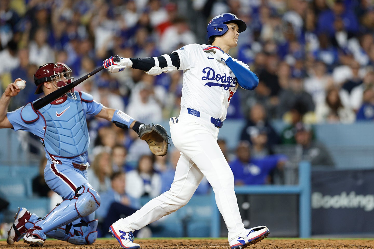 フィリーズとの地区シリーズ第３戦で無安打だった大谷。(C) Getty Images