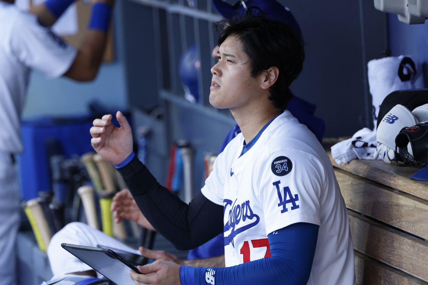 第１打席は三フライに終わった大谷。(C) Getty Images