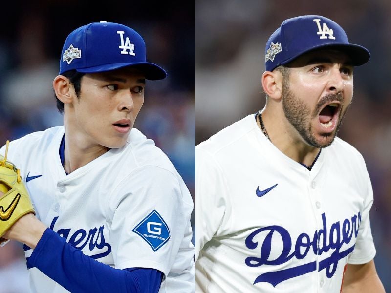２年連続のリーグ優勝決定シリーズ進出を決めたドジャース。好投を披露した佐々木（左）とベシア（右）に称賛の声が上がっている。(C)Getty Images