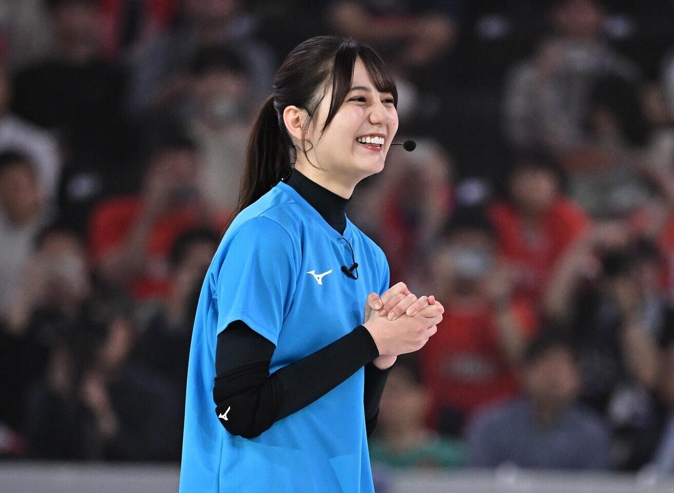 日向坂46の小坂菜緒さん。SVリーグの会場に降臨した。写真：金子拓弥（THE DIGEST写真部）
