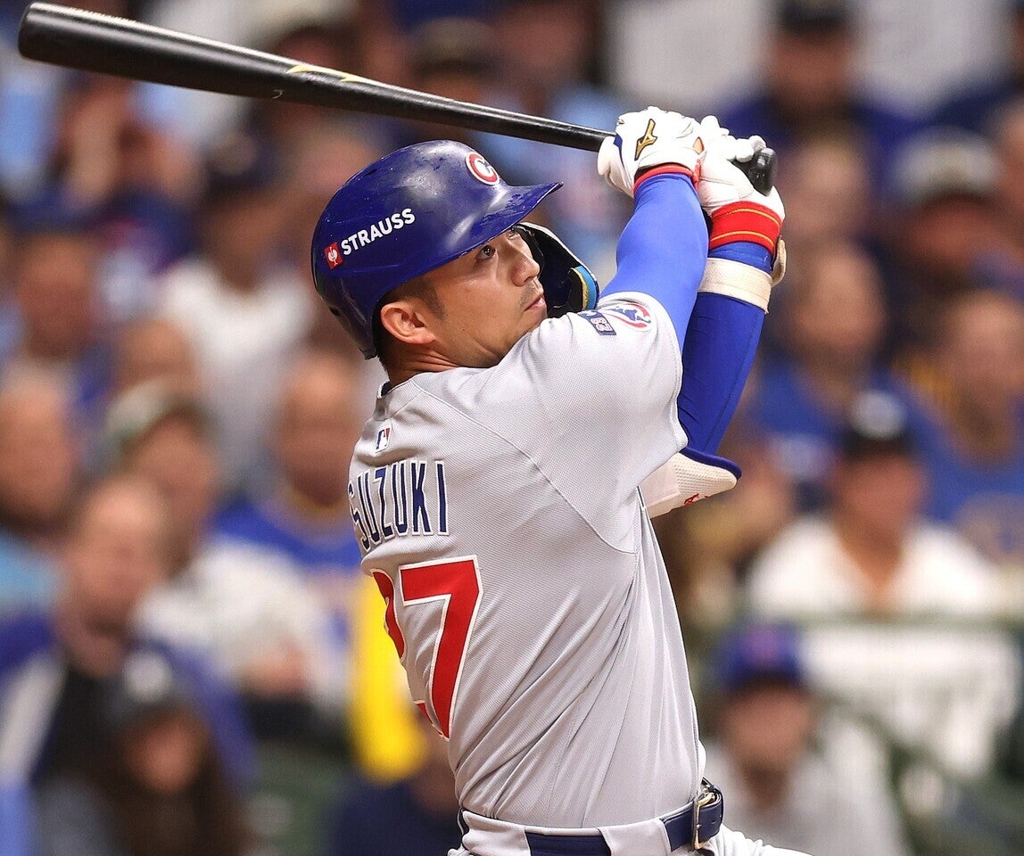 鈴木はブルワーズとの試合で同点ソロを放った。(C)Getty Images