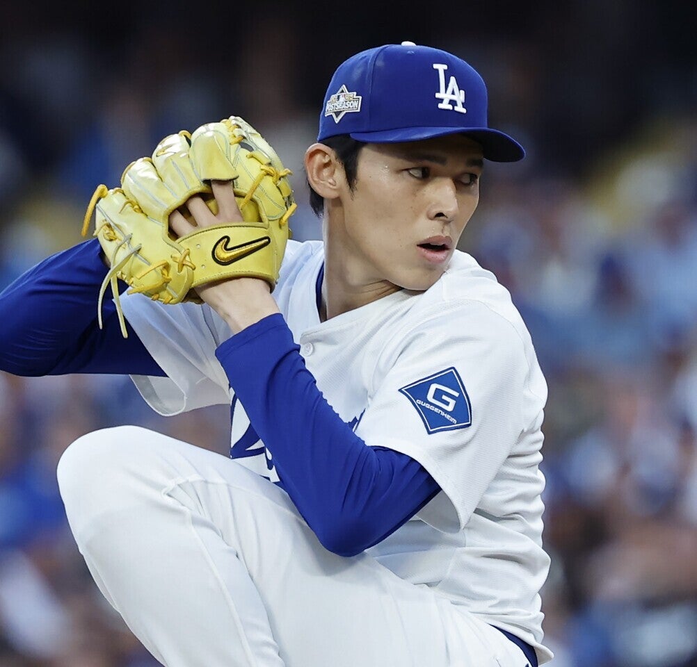 ドジャースの佐々木。PSでの無双した姿がメジャー最強守護神の再来と称された。(C) Getty Images