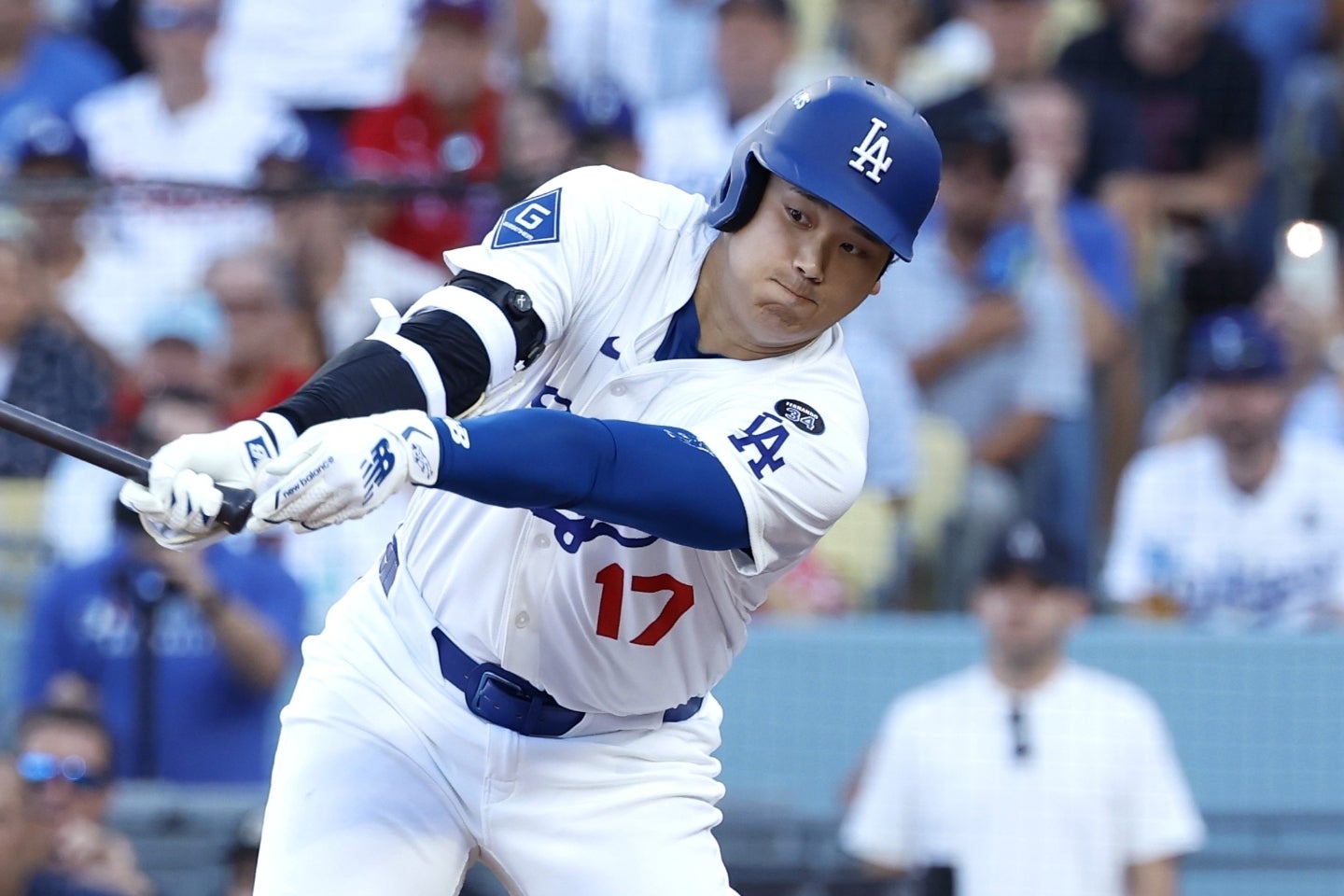 フィリーズとの地区シリーズで18打数１安打だった大谷。(C)Getty Images