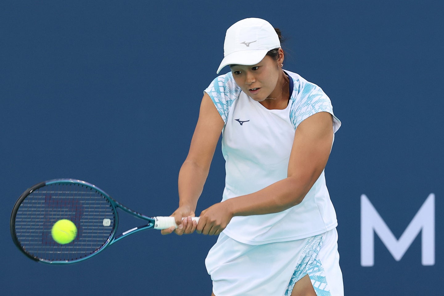 プロデビュー戦で大坂に挑んだ17歳の園部八奏。中盤から健闘を見せたが振り切られ、「もう一回やりたい」と負けん気を見せた（写真は２月の大会）。(C)Getty Images