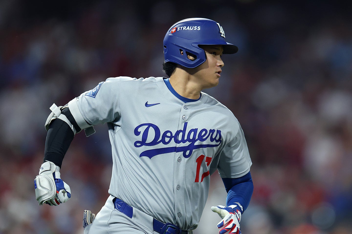ブルワーズ戦での第３打席は申告敬遠だった大谷。(C)Getty Images