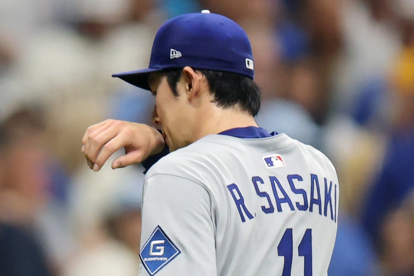 ドジャースの佐々木朗希が９回登板して１失点。途中でトライネンと交代した。(C)Getty Images