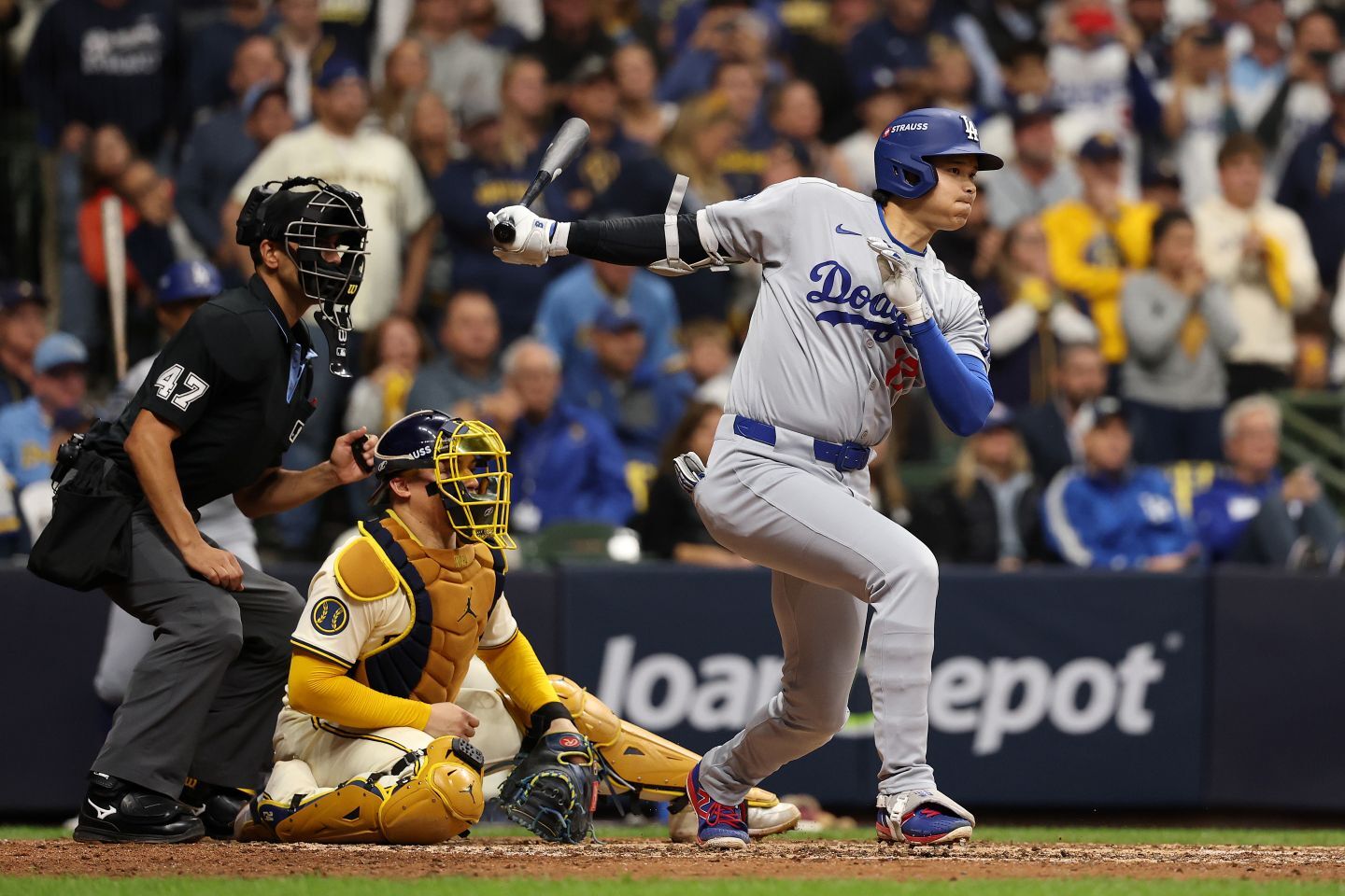 大谷が７回、自らのバットで貴重な追加点を叩き出した。(C) Getty Images