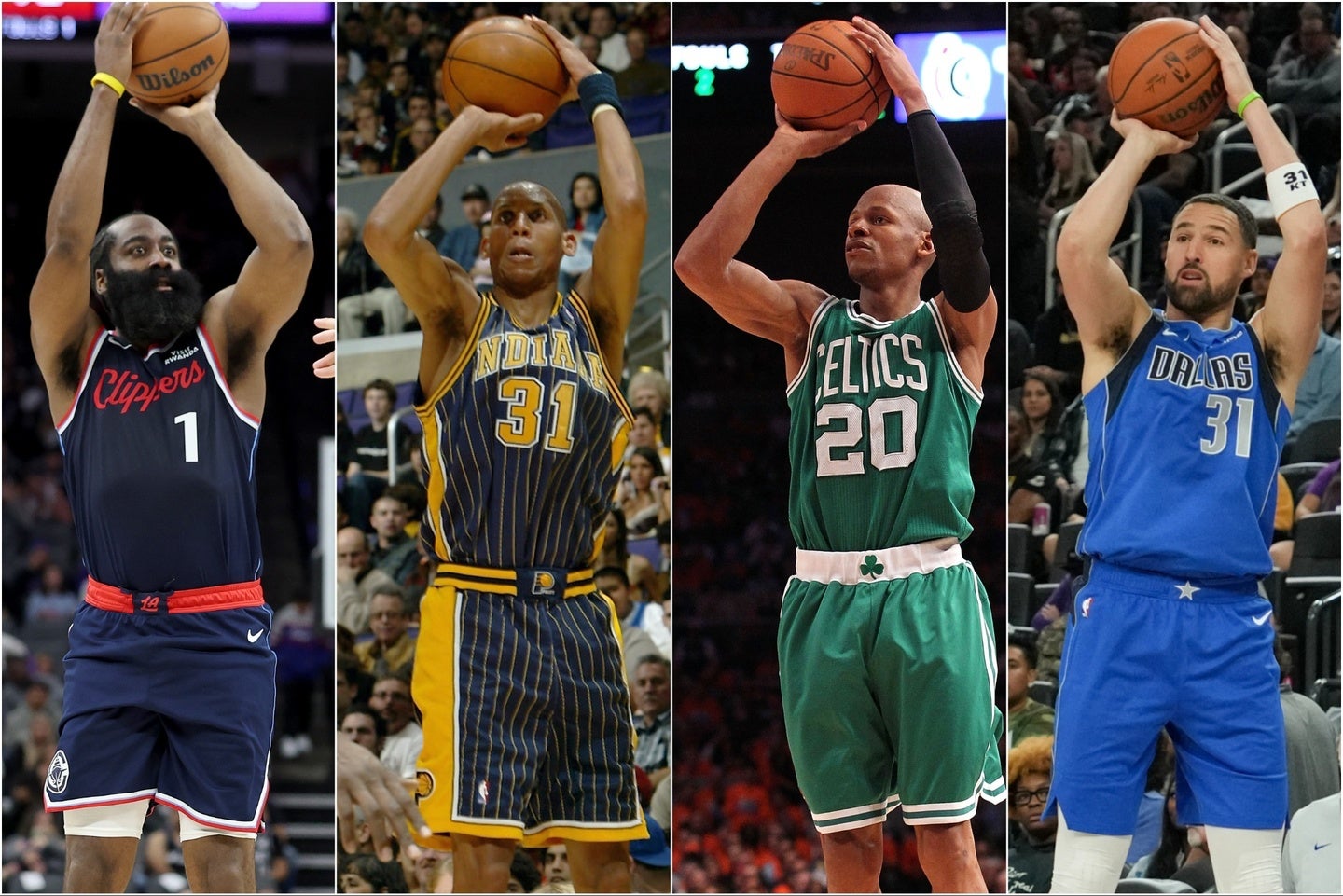 (左から)ハーデン、ミラー、アレン、トンプソン。SGランキングには名シューターが多く並んだ。(C)Getty Images