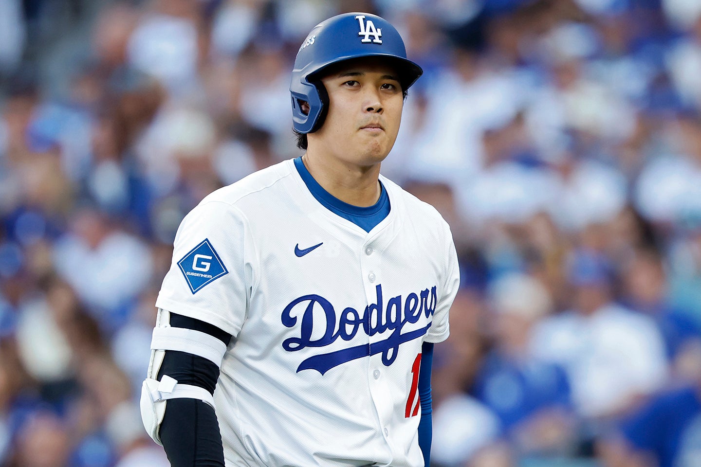 ブルワーズ戦の第４打席も空振り三振だった大谷。(C)Getty Images