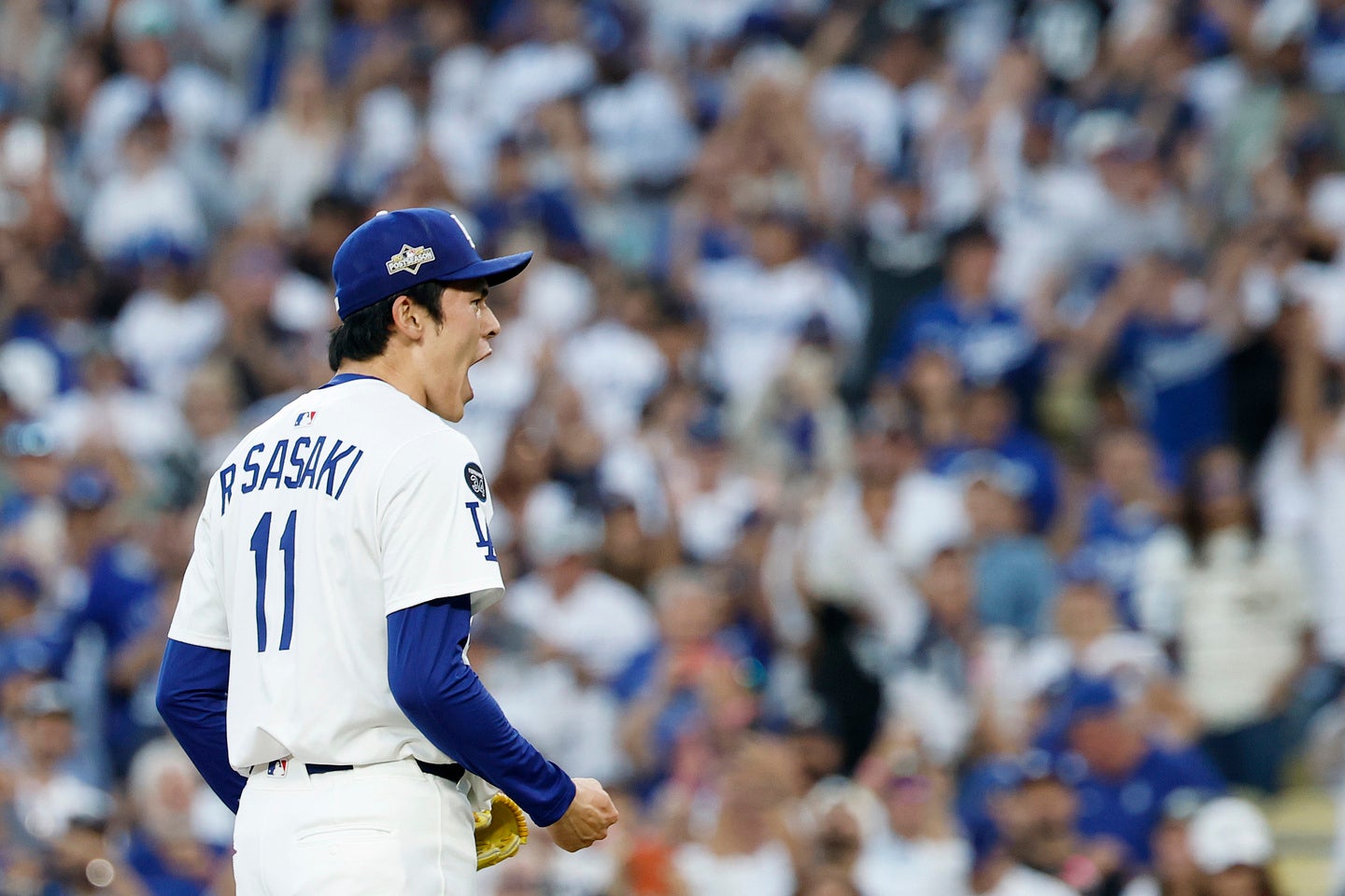 ３連勝を飾ったドジャース。９回のマウンドは佐々木朗希が締めた。(C)Getty Images