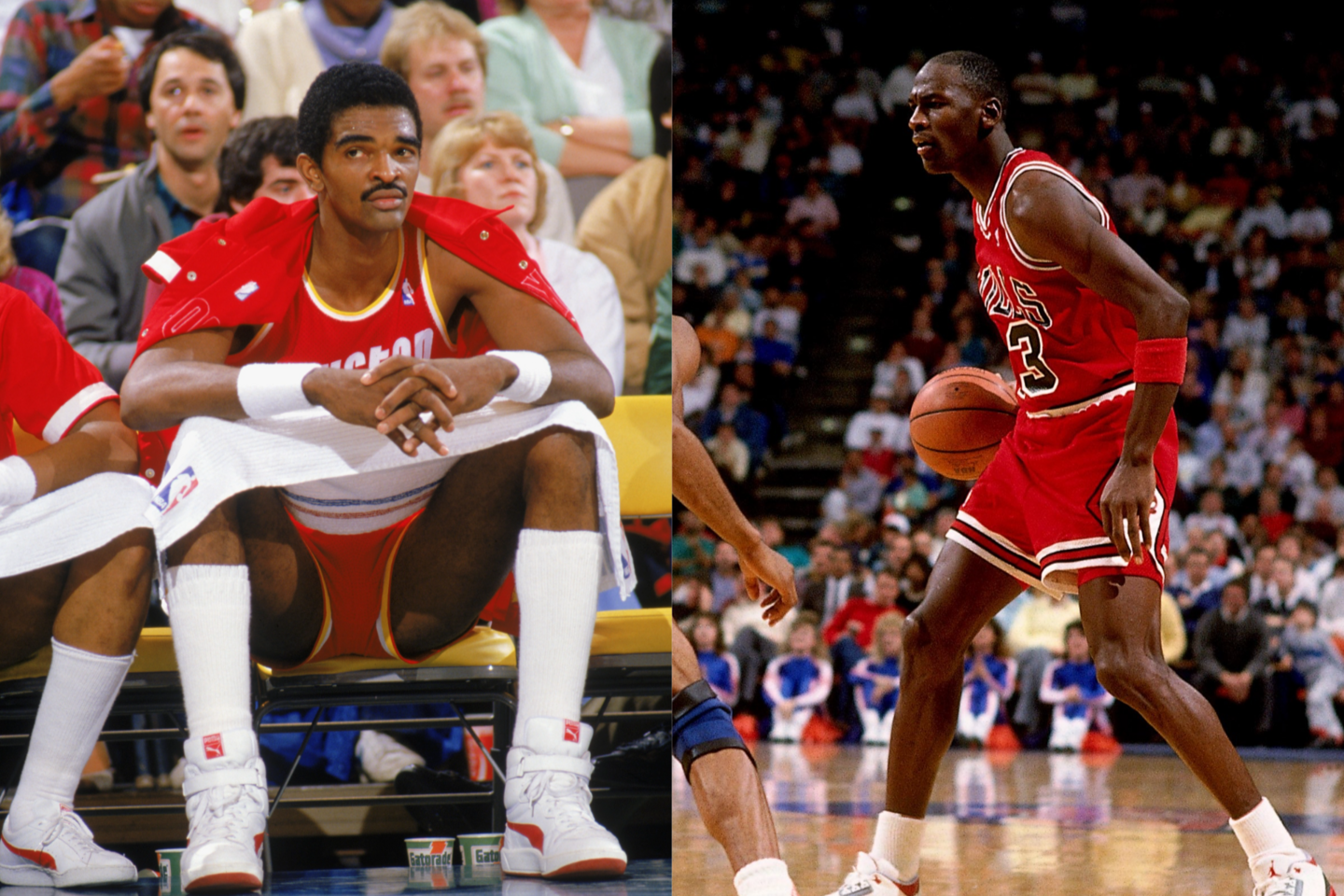 サンプソン(左)が語るジョーダンの凄さとは――。(C)Getty Images