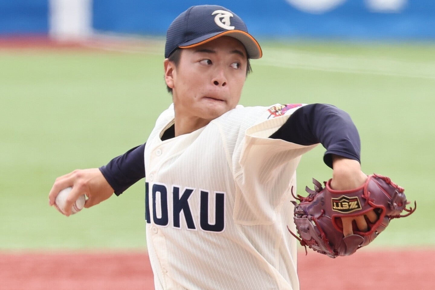 即戦力性と伸びしろを兼ね備えた投手として、ソフトバンクに最適なのが櫻井だ。写真：THE DIGEST写真部
