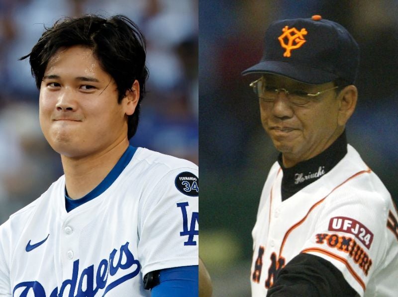 打っては本塁打３本、投げては10奪三振の圧巻パフォを披露した大谷（左）。その異次元ぶりに巨人の元監督・堀内氏（右）も言葉を失った。(C)Getty Images