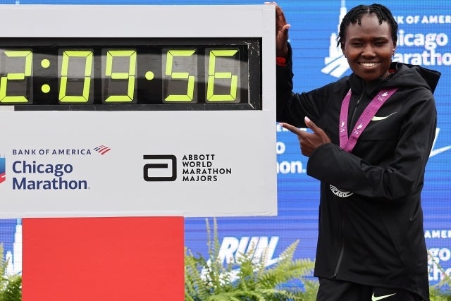 24年のシカゴマラソンで驚異的な世界記録を達成したチェプンゲティッチ。(C)Getty Images