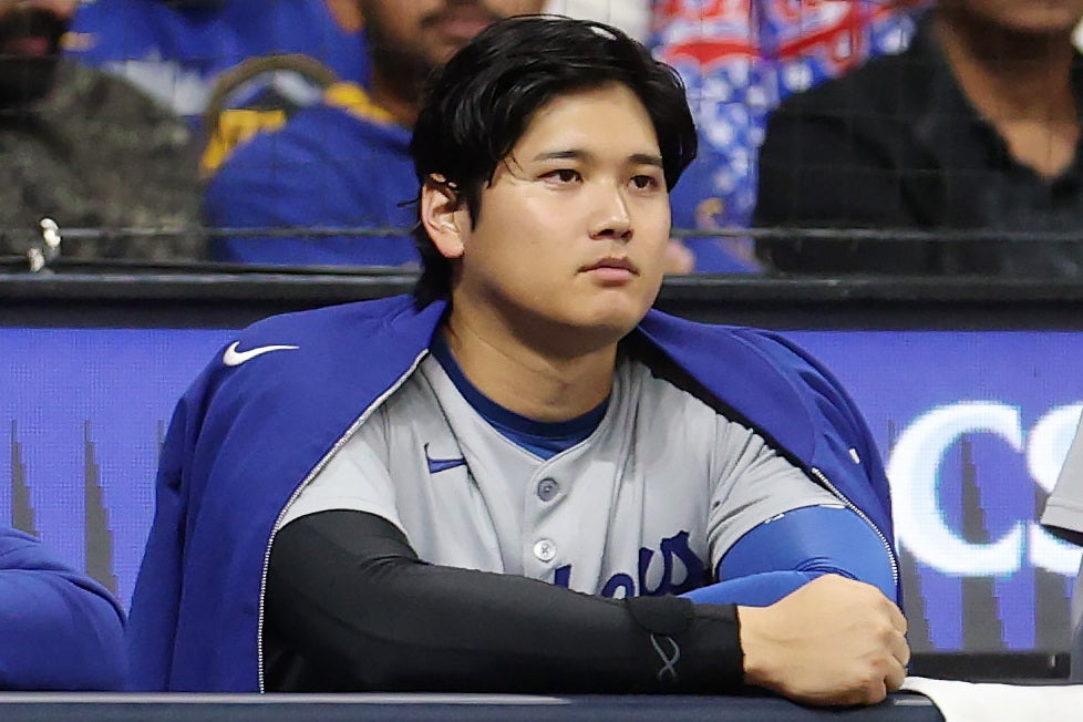 大谷翔平の球場入り姿が話題となっている。(C)Getty Images