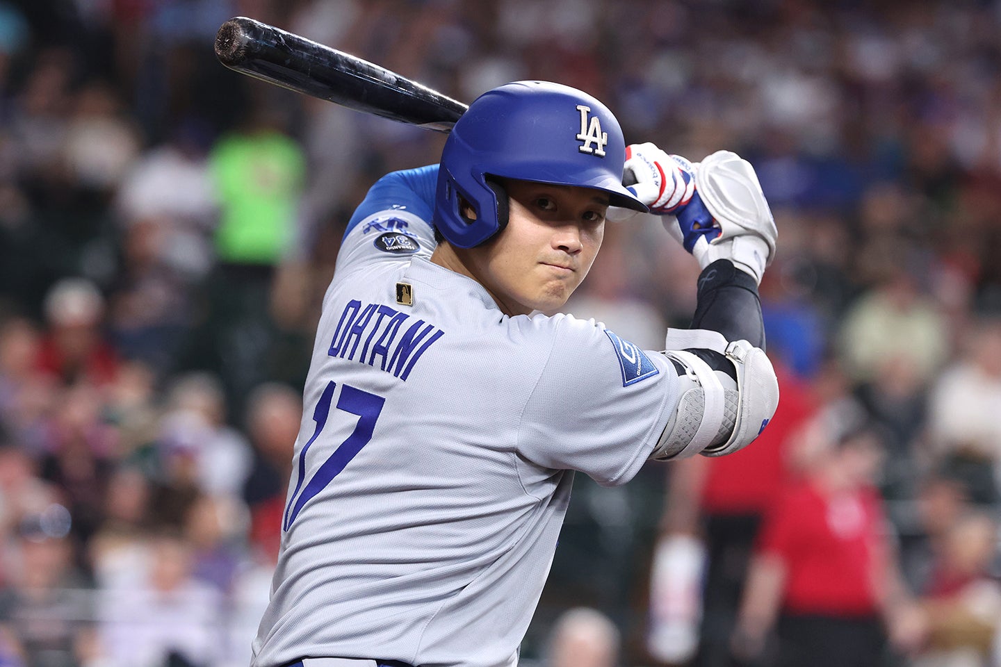 WS第１戦の第４打席で２ランホームランを放った大谷。(C) Getty Images