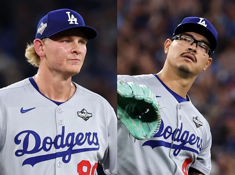 スネル降板後に救援陣が大炎上。3失点のシーハン(左)と2被弾のバンダ(右)。(C) Getty Images
