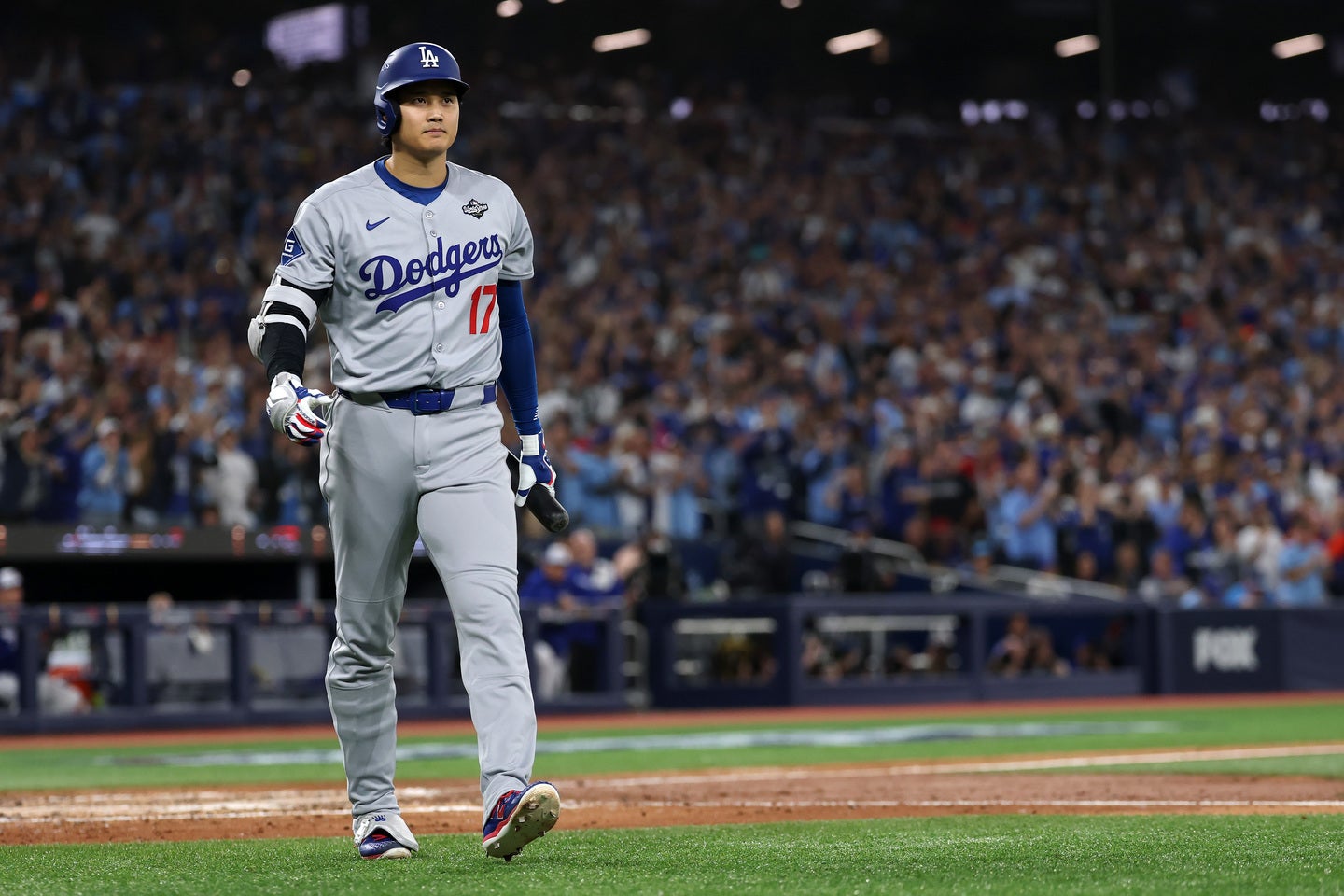 敵地トロントで大谷に向け異例なコールが沸き起こった。(C)Getty Images