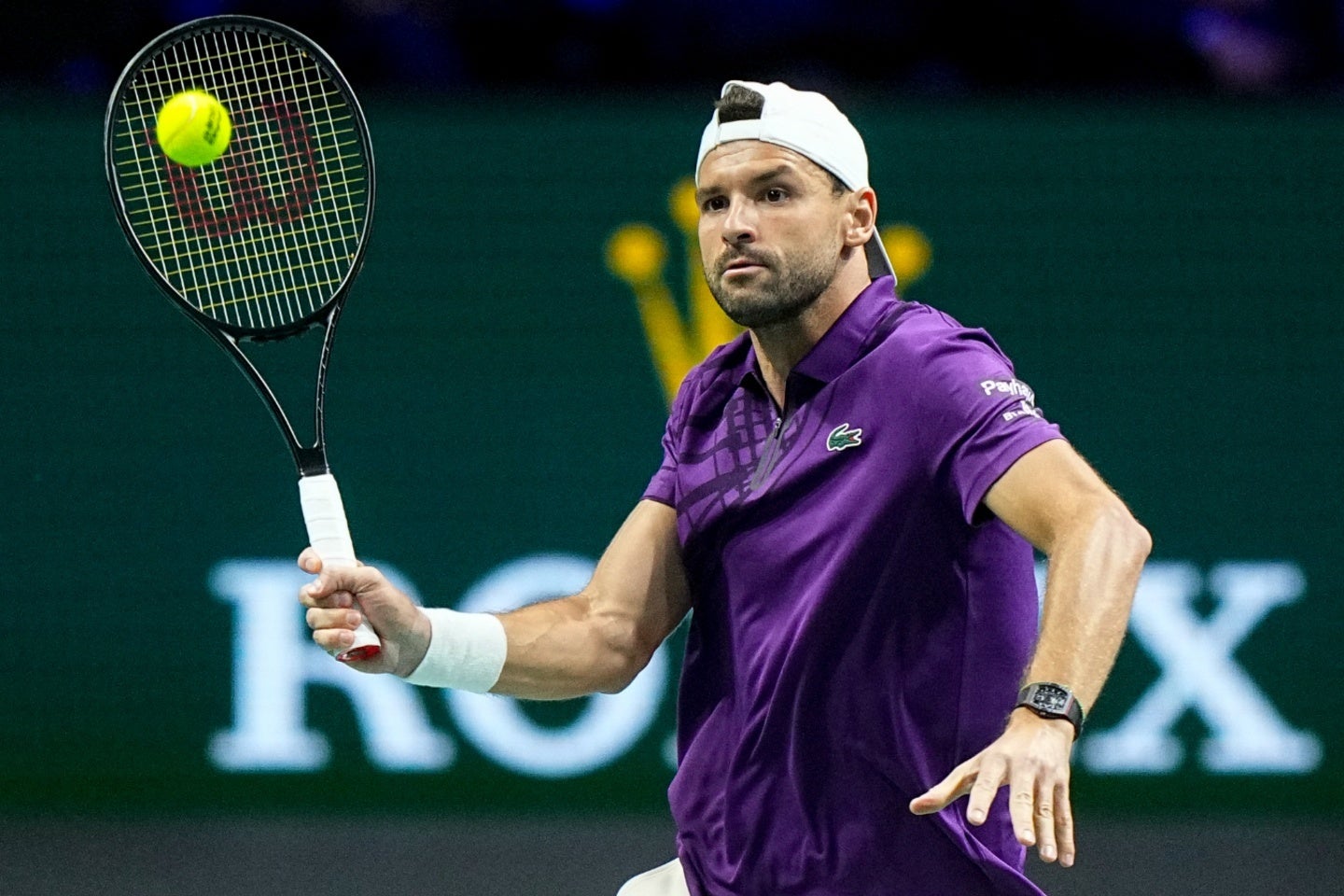 今年７月のウインブルドンで負傷したディミトロフが「ロレックス・パリ・マスターズ」でツアー復帰。１回戦では22歳のペリカールをストレートで下し、白星スタートを切った。（C）Getty Images